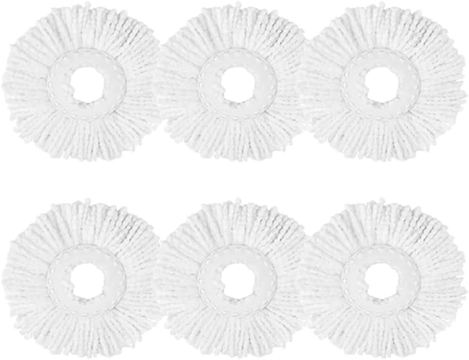 Spin Mop Head Refill Mop Replacement for Spin Magic Mop Pads Round Spin Mop Microfiber Easy Wring Spin Mop Head Cloth 6-Pack