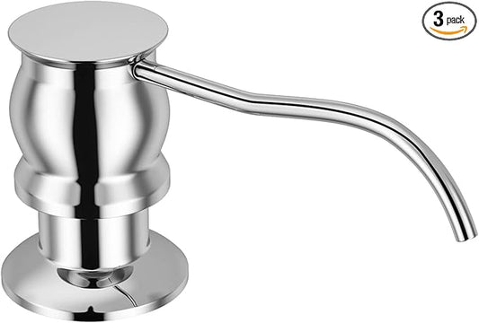 Samodra Kitchen Sink Soap/Lotion Dispenser, Brass Pump Head Chrome Finish 12 OZ Bottle Built in Design Refill from The Top for Granite Thick Deck Installs