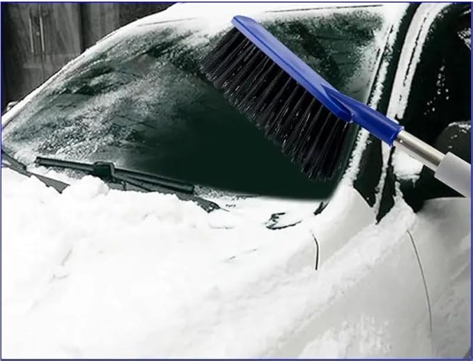 2 Pack Car Snow Brush and Ice Scrapers for Car Windshield Scratch Free Bristle Head Snow Brush & Tough Window Snow Scraper with Aluminium Body Snow Removal Winter Car Accessories