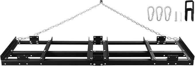 Drag Harrow Driveway Grader, Heavy Duty Power Rake, Driveway Drag for Gravel W/ 4 FT Chain, Tow Behind Lawn Rake for ATV, UTV, Tractor, Mower, Land Leveler for Gravel, Sand, Soil, Hay,6FT