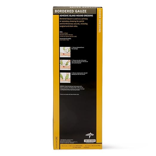 Medline Bordered Gauze, 6" x 6" Adhesive Island Wound Dressing, Sterile, 15 Count