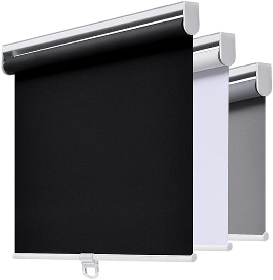 AOSKY Cordless Roller Shades Blackout Blinds for Windows Room Darkening Rolled Up Shades with Spring System, UV Protection Window Shades Door Blinds for Home and Office (41" W x 72" H, Black)