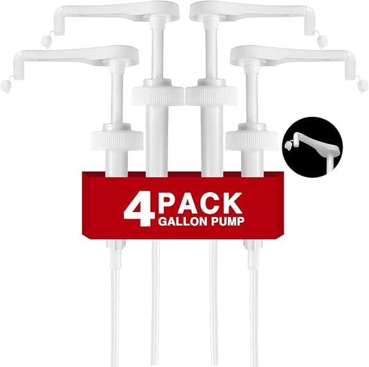 4Pcs Gallon Jug Syrup Pump Dispenser, 38-400 Leak Proof Pump for Gallon Jug - Lotion Shampoo Pump Cap Included, Fits 1 Gallon Bottle 64oz 128oz Shampoo Laundry Detergent Containers