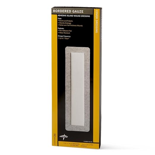 Medline Bordered Gauze, 6" x 6" Adhesive Island Wound Dressing, Sterile, 15 Count