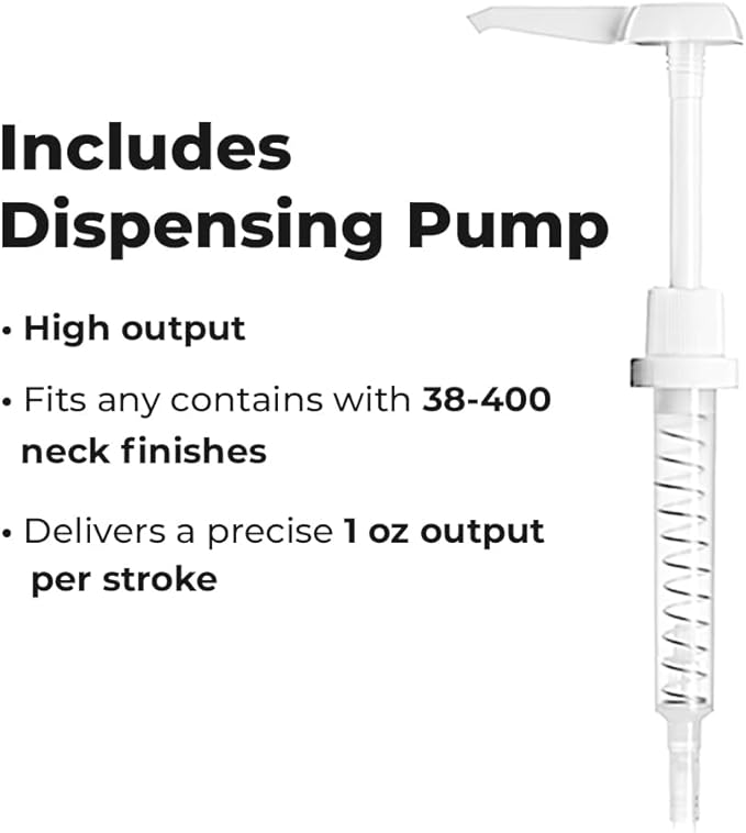 4 Pcs 1 Gallon F Style HDPE Jug with Dispenser Pump - Secure 38-400 Neck Finish - Ideal Water Container for Water Storage, Detergents, Oil Containers, Industrial and Everyday Use