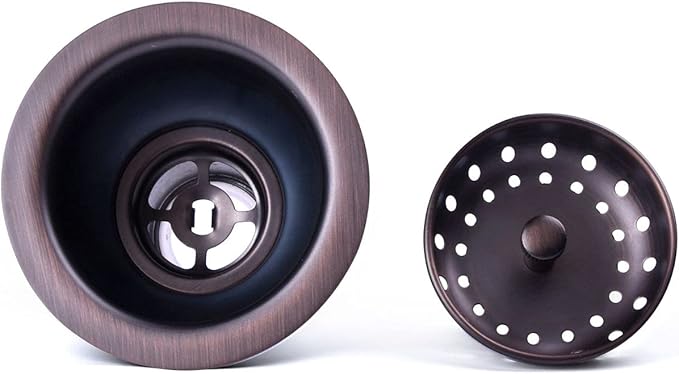 3-1/2 Deep Cup Kitchen Sink Drain Assembly, 304 Stainless Steel Construction with Fixed Post Basket and Long Extended Shank/CAS Approved and Oil Rubbed Bronze Finish