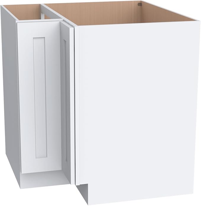 Kitchen Lazy Susan Corner Base Cabinet with Adjustable Shelf, Soft-Close Hinges, Solid Hardwood & Plywood Construction,Space-Saving RTA Storage Solution (SK-White, 36" W x 24" D x 34.5" H)