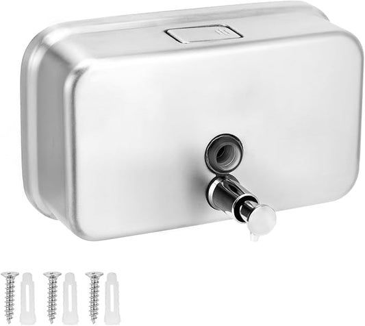 QWORK Wall Mount Stainless Steel Soap Dispenser, 1100 ml / 37 oz, Rust-Proof