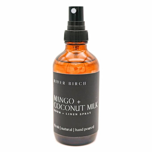 River Birch Mango Coconut Scented Linen and Room Spray | Home Fragrance | 4 oz Glass Amber Bottle | Luxury Signature Scent | Handmade in Texas