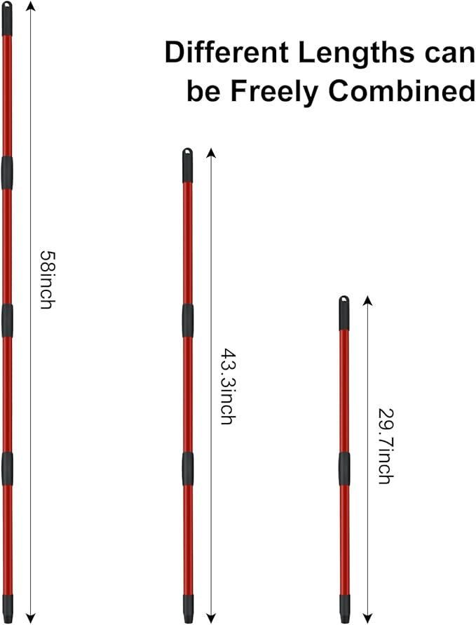 Spin Mop Handle Replacements for Oceda 4-Section Mop Replace Handle Compatible with O-Ceda Spin Mop Refills and Brooms, O ceda Mop Stick for Floor Clean, 30" to 58", Universal Fit Oceda Mop Head