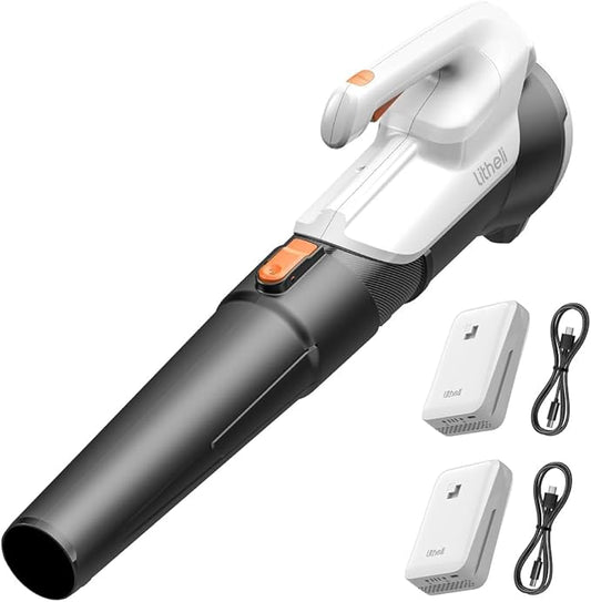 Litheli 20V Cordless Leaf Blower with 2×2.0Ah Batteries, 350CFM/85MPH Lightweight Electric Blower, 2-Speed Handheld Battery Leaf Blower for Lawn, Garden, Patio, Yard & Dust Cleanup