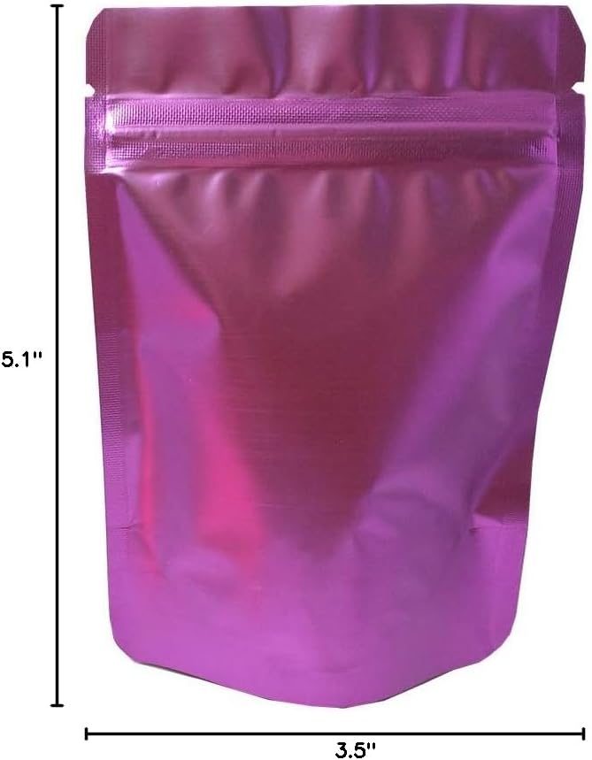 100 Pieces Mylar Bags with Window Zipper Lock Stand Up Aluminum Foil Bag for Zip Food Storage Lock Packaging Bag Reusable (3.5x5.1 inch, Purple)