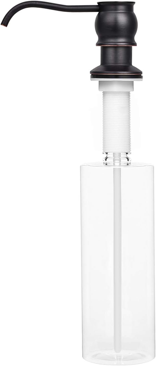 Samodra Kitchen Sink Soap/Lotion Dispenser, Brass Pump Head Oil Rubbed Bronze 12 OZ Bottle Built in Design Refill from The Top for Granite Thick Deck Installs