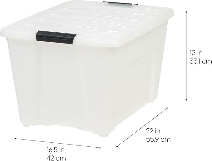 IRIS 158540 53 Quart Stack and Pull Storage Lidded Container Stacking System in Pearl for Home, Garage, or Office (6 Count)