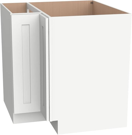 Kitchen Lazy Susan Corner Base Cabinet with Adjustable Shelf, Soft-Close Hinges, Solid Hardwood & Plywood Construction,Space-Saving RTA Storage Solution (SK-Origami White, 33" W x 24" D x 34.5" H)