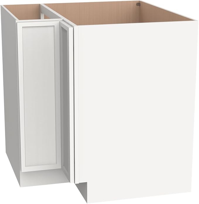 Kitchen Lazy Susan Corner Base Cabinet with Adjustable Shelf, Soft-Close Hinges, Solid Hardwood & Plywood Construction,Space-Saving RTA Storage Solution (NT-Origami White, 33" W x 24" D x 34.5" H)