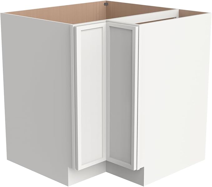 Kitchen Lazy Susan Corner Base Cabinet with Adjustable Shelf, Soft-Close Hinges, Solid Hardwood & Plywood Construction,Space-Saving RTA Storage Solution (NT-Origami White, 33" W x 24" D x 34.5" H)