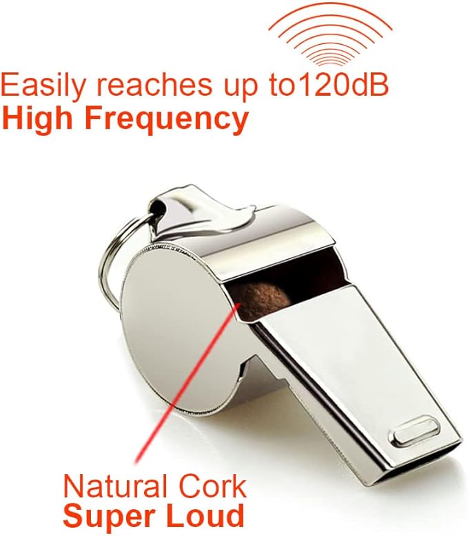 Stainless Steel Sports Whistles with Lanyard, Loud Crisp Sound Whistles Bulk Great for Coaches, Referees, and Officials