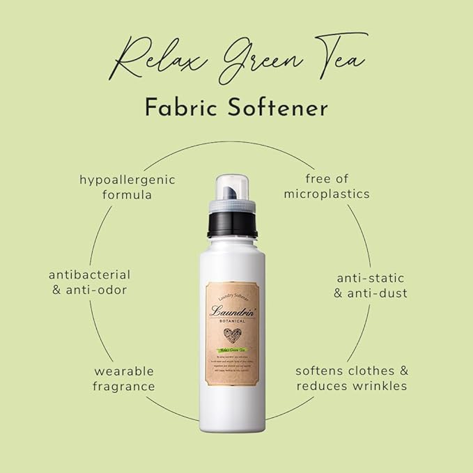 Laundrin Botanical Laundry Softener Relax Green Tea, 2pk - Fabric Softener Liquid - Eco-Friendly & Plant-Based Softener - Laundry Scent Boosters - Laundry Fabric Softener - Fabric Scent Softener