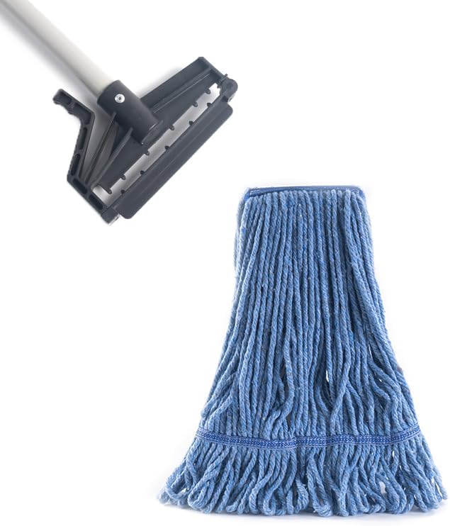 Matthew Easy Trigger Release Mop Handle 60 inch Metal Mop Stick,Commercial Mop Head Replacement Holder for Floor Cleaning,Clip On Mop Handle Quick Change for Wet Mop Head - 6Pack Gray