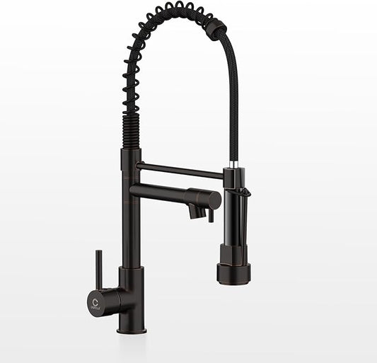 Kitchen Faucets, Oil Rubbed Bronze Kitchen Faucet, Pull Down Kitchen Sink Faucet with Sprayer, Commercial Stainless Steel Spring Faucets for Kitchen Sinks, Single Handle with High Arc Spring