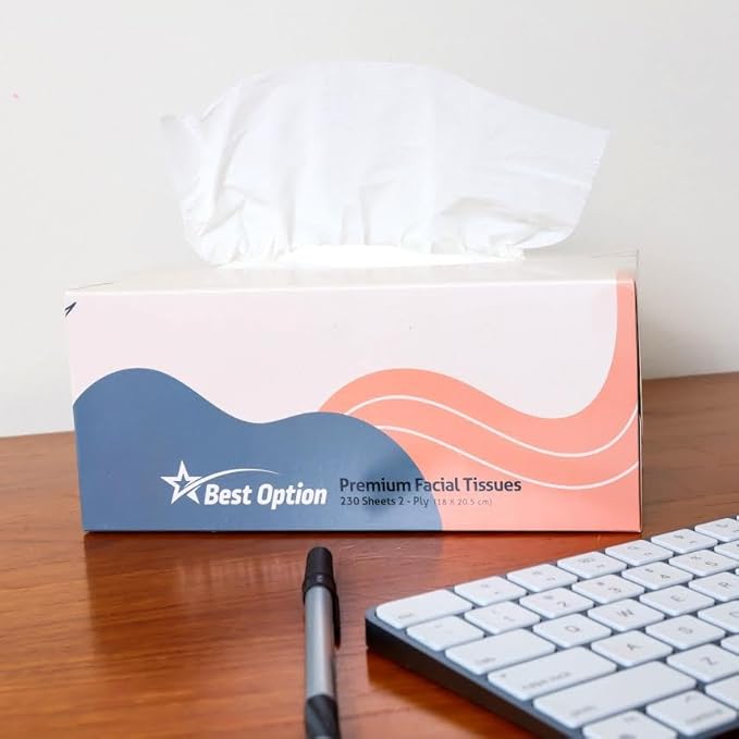 Soft 2-Ply Facial Tissue, White, 230-Count Box | Professional, Gentle and Durable | Great for Bathroom, Office, Business, School (2,760 Tissues, Bulk Pack of 12-Boxes)