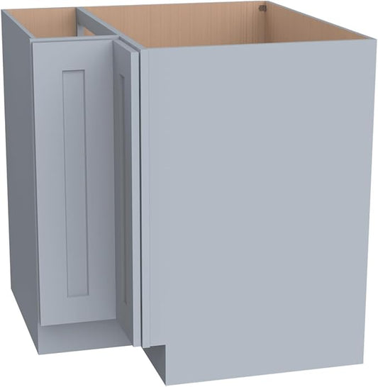 Kitchen Lazy Susan Corner Base Cabinet with Adjustable Shelf, Soft-Close Hinges, Solid Hardwood & Plywood Construction,Space-Saving RTA Storage Solution (SK-Grey, 33" W x 24" D x 34.5" H)
