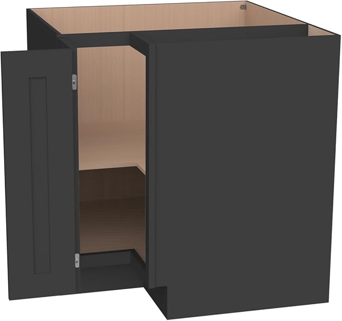 Kitchen Lazy Susan Corner Base Cabinet with Adjustable Shelf, Soft-Close Hinges, Solid Hardwood & Plywood Construction,Space-Saving RTA Storage Solution (SK-Charcoal Black, 36" W x 24" D x 34.5" H)