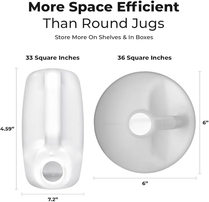 2 Pcs 1 Gallon F Style HDPE Jug - Secure 38-400 Neck Finish - Ideal Water Container for Water Storage, Detergents, Oil Containers, Industrial and Everyday Use
