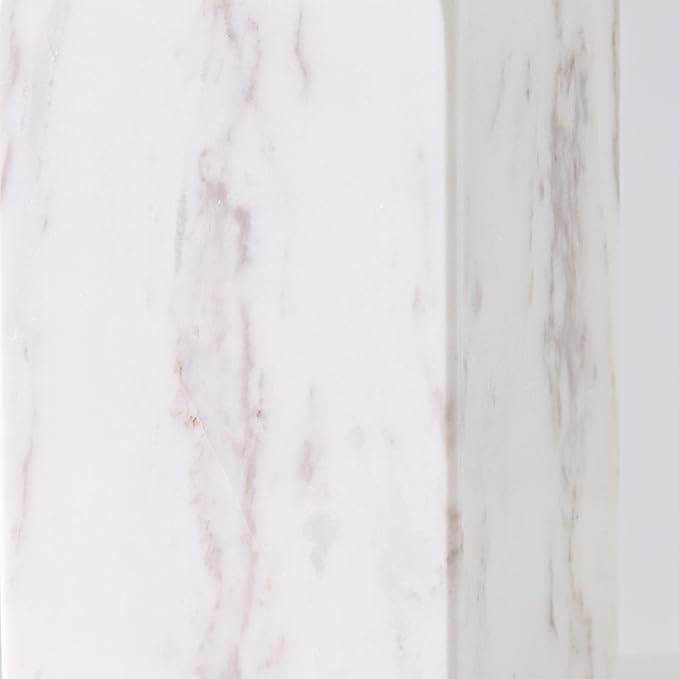 White Marble Soap Dispenser, Natural Organic Marble Soap Pump with Metal Push Pump, Elegant Square Hand Lotion Jar, Premium Heavy Duty Pump Bottle, Lotion Jar for Kitchen, Bathroom, Laundry Room