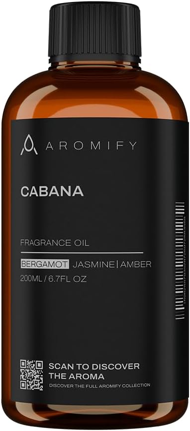 Cabana Diffuser Oil, 6.7 FL Oz, 200 mL Diffuser Fragrance Oil for Home, Spa & Office, Luxury Hotel Blend of Natural Essential Oil, Bergamot & Amber Scent.