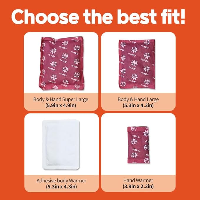 Body & Hand Warmer, Long Lasting Heat, Non-Adhesive, Air-Activated Warmers for Outdoor Sports, Camping, Winter Commutes - Made in Korea