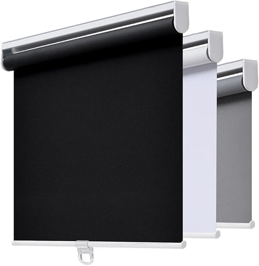 AOSKY Cordless Roller Shades Blackout Blinds for Windows Room Darkening Rolled Up Shades with Spring System, UV Protection Window Shades Door Blinds for Home and Office (36.5" W x 72" H, Black)