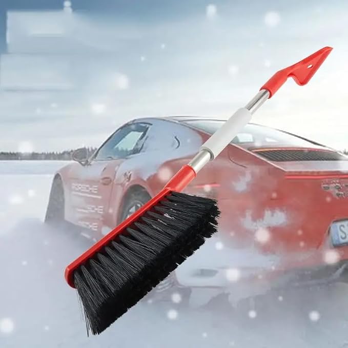 2 Pack Car Snow Brush and Ice Scrapers for Car Windshield Scratch Free Bristle Head Snow Brush & Tough Window Snow Scraper with Aluminium Body Snow Removal Winter Car Accessories