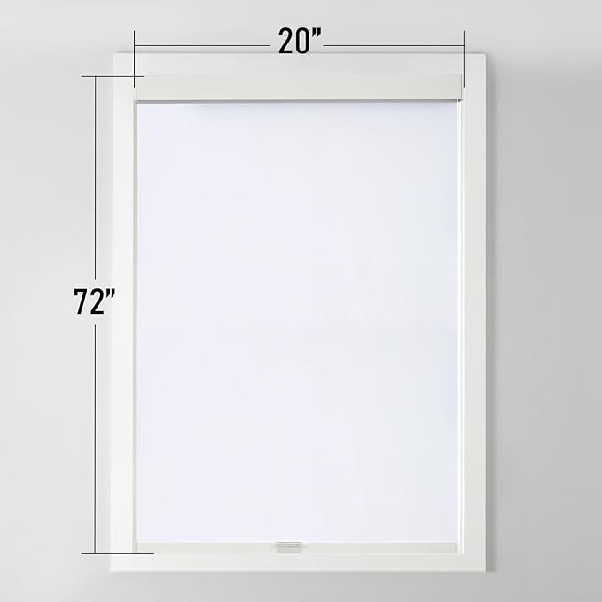 Cordless Blackout Roller Shades Blinds for Windows Free-Stop,Pull Down Room Darkening with Valance,Thermal Insulated Woven Fabric Window Door Blinds for Home,Office,White 20" W x 72" L