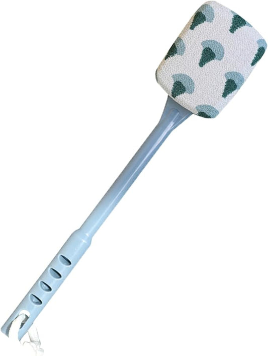 Long Handle Curved Non-Slip Bath Body Brush, Gentle Exfoliation, No Harm to Skin, Suitable for All Kinds of Skin（Ginkgo Blue)