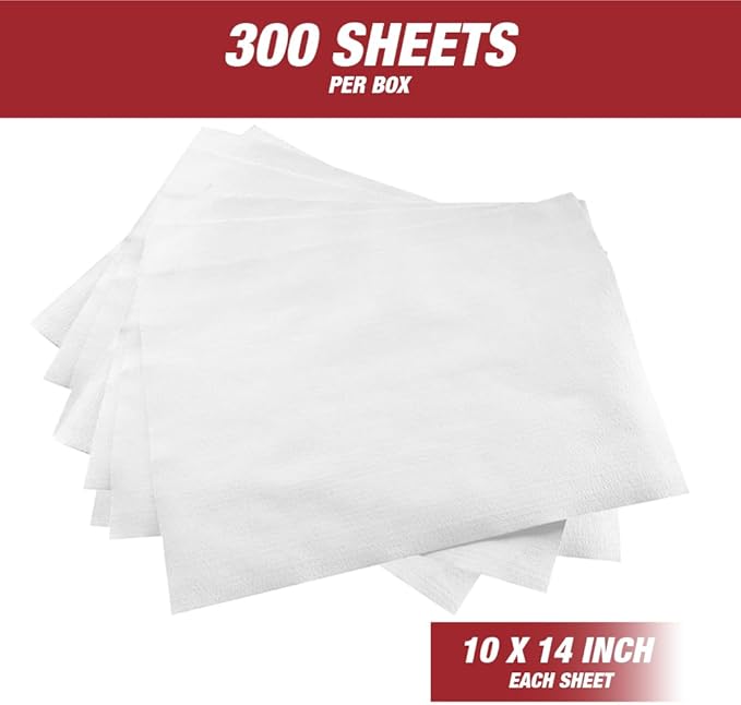 Prep Wipe white Lint Free Cleaning Towels Pack of 300 Sheets, 10" x 14" - Multi-purpose, Reusable, Perforated, Industrial Grade Perforated Sheets (White, Pack of 4)