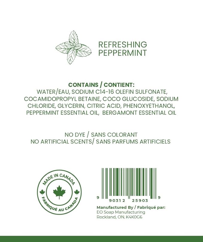 Luxury Liquid Hand Soap - Natural Scented Hand Wash - Gentle Hand Soap with Essential Oils & Aloe Vera - Moisturizing Handwash for bathroom and Kitchen - Refreshing Peppermint Scent, 16.9oz