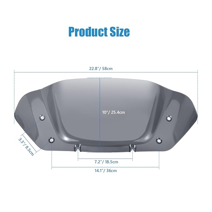 10" Wave Windshield Windscreen Wind Splitter Compatible for Harley Street Glide FLHX, CVO Street Glide FLHXSE 2023 2024 (Dark Smoke)