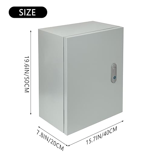 Cold Rolled Steel Outdoor Electrical Box 16"x20"x8", Weatherproof Steel Electrical Junction Box with Lock, Mounting Plate, for Garage, Factory, Residential Electrical Equipment (16"x20"x8")