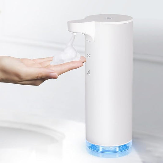 LAOPAO Automatic Soap Dispenser Foaming: Rechargeable Touchless Soap Dispenser Stainless Steel Foam Soap Dispenser for Bathroom Hand Soap Pump for Kitchen Xmas Gift, 9oz, White