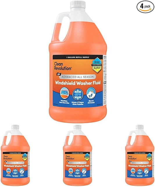 Clean Revolution Advanced All Season Windshield Washer Fluid Ultra Low VOC Formula - Made in USA (Pack of 4)