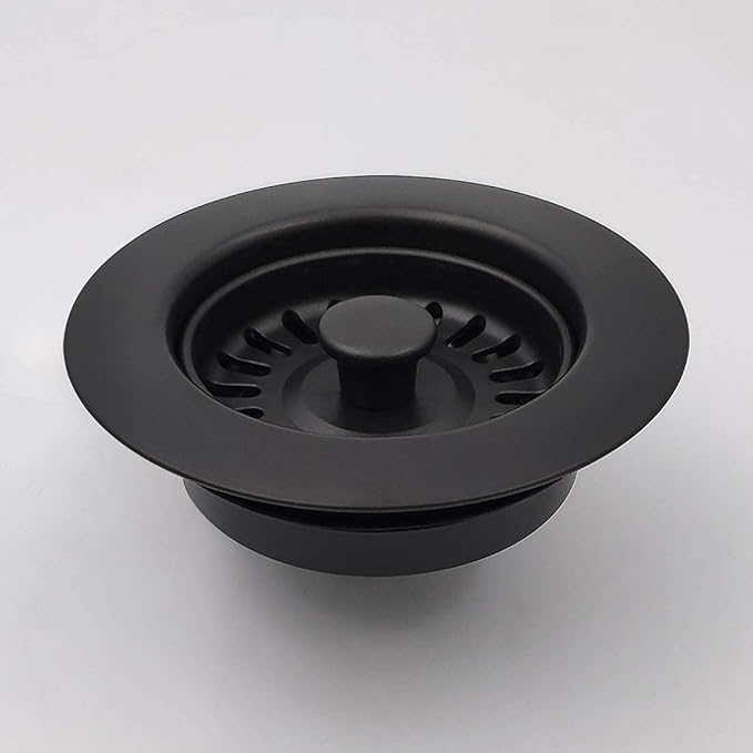 Garbage Disposal Strainer and Stopper with Decorative Disposal Flange in Black, Fit 3.5 Inch Standard Drain Hole