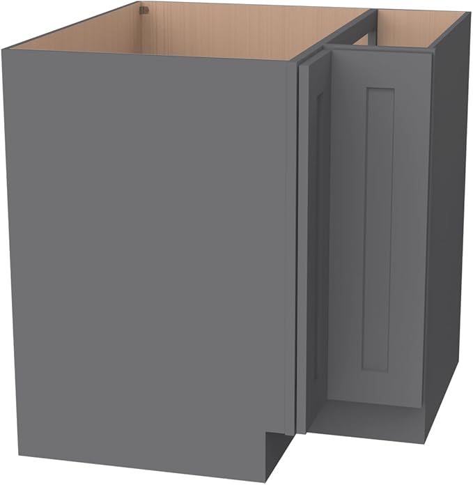 Kitchen Lazy Susan Corner Base Cabinet with Adjustable Shelf, Soft-Close Hinges, Solid Hardwood & Plywood Construction,Space-Saving RTA Storage Solution (SK-Pebble Gray, 33" W x 24" D x 34.5" H)