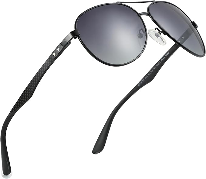 ZENOTTIC Polarized Aviator Sunglasses for Men Carbon Fiber Temple Pilot Sun Glasses with Mirrored Lens UV Protection