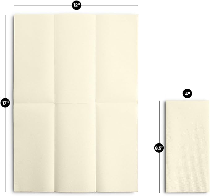 Linen-Feel Cream Paper Napkins - Decortive Cloth-Like Disposable Dinner Napkins - Soft And Absorbent Napkins for Thanksgiving, Party, Wedding, Bathroom Or Any Occasion. (Pack of 100)