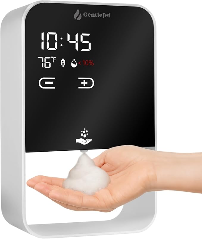 EliteJet Automatic Foaming Soap Dispenser Touchless - Wall Mount & Countertop, Aluminum Alloy Body, Automatic Soap Dispenser Touchless with Dual Power (USB/Battery), LED Display