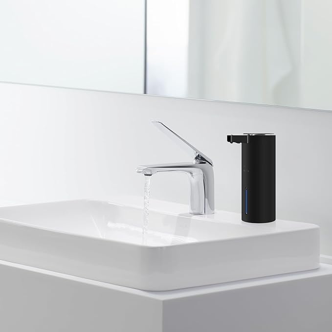 Automatic Soap Dispenser 13oz. Wall Mount Touchless 4 Gear Adjustable Electric Soap Dispenser USB Rechargeable with Infrared Motion Sensor for Bathroom Kitchen Office (Black Gel)