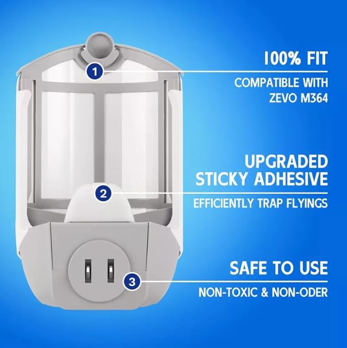 Zevo Indoor Flying Insect Trap Refills – 4 Refll Cartridges – Continuous Protection Against Flies, Fruit Flies & Gnats