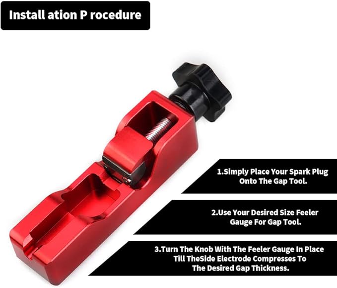Universal Spark Plug Gap Tool Compatible with Most 10mm 12mm 14mm 16mm Spark Plugs Red - 1 Set with Feeler Gauge